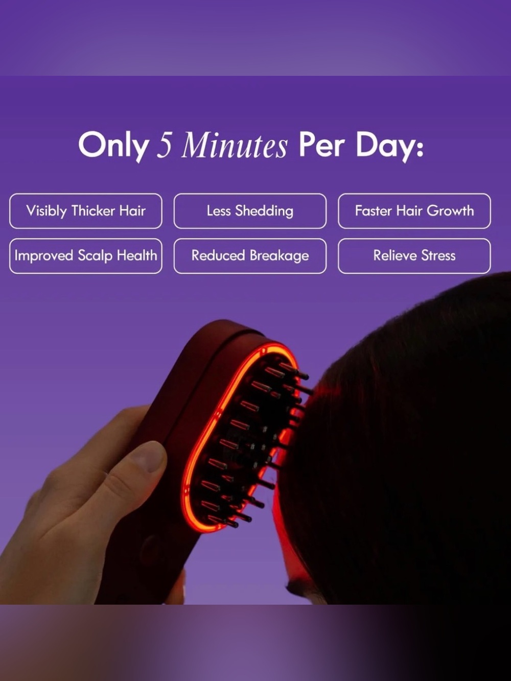 Laduora Scalp Massage Hair Growth Brush w Red Light Therapy